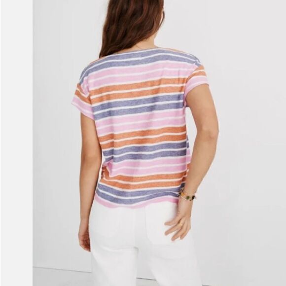 Madewell Skyline V-neck Tee in Elliott Stripe - Picture 6 of 6